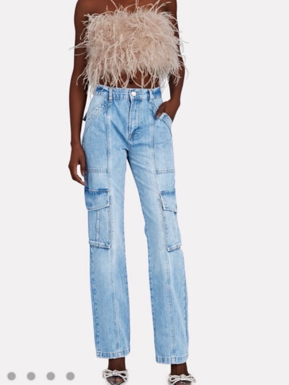 Frame Denim Light Blue Cargo Straight Leg Jeans